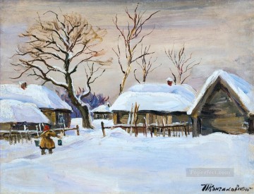  Petrovich Pintura al %C3%B3leo - DOBROE EN EL INVIERNO Petr Petrovich Konchalovsky paisaje nevado
